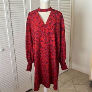 Eloquii Red and Blue Floral Dress